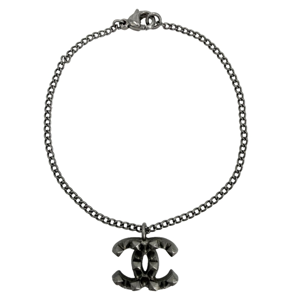 CHANEL White Logo Charm Bracelet